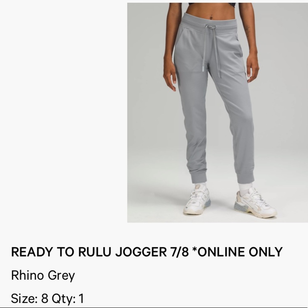 Lululemon Ready to Rulu Jogger 7/8 Rhino Gray